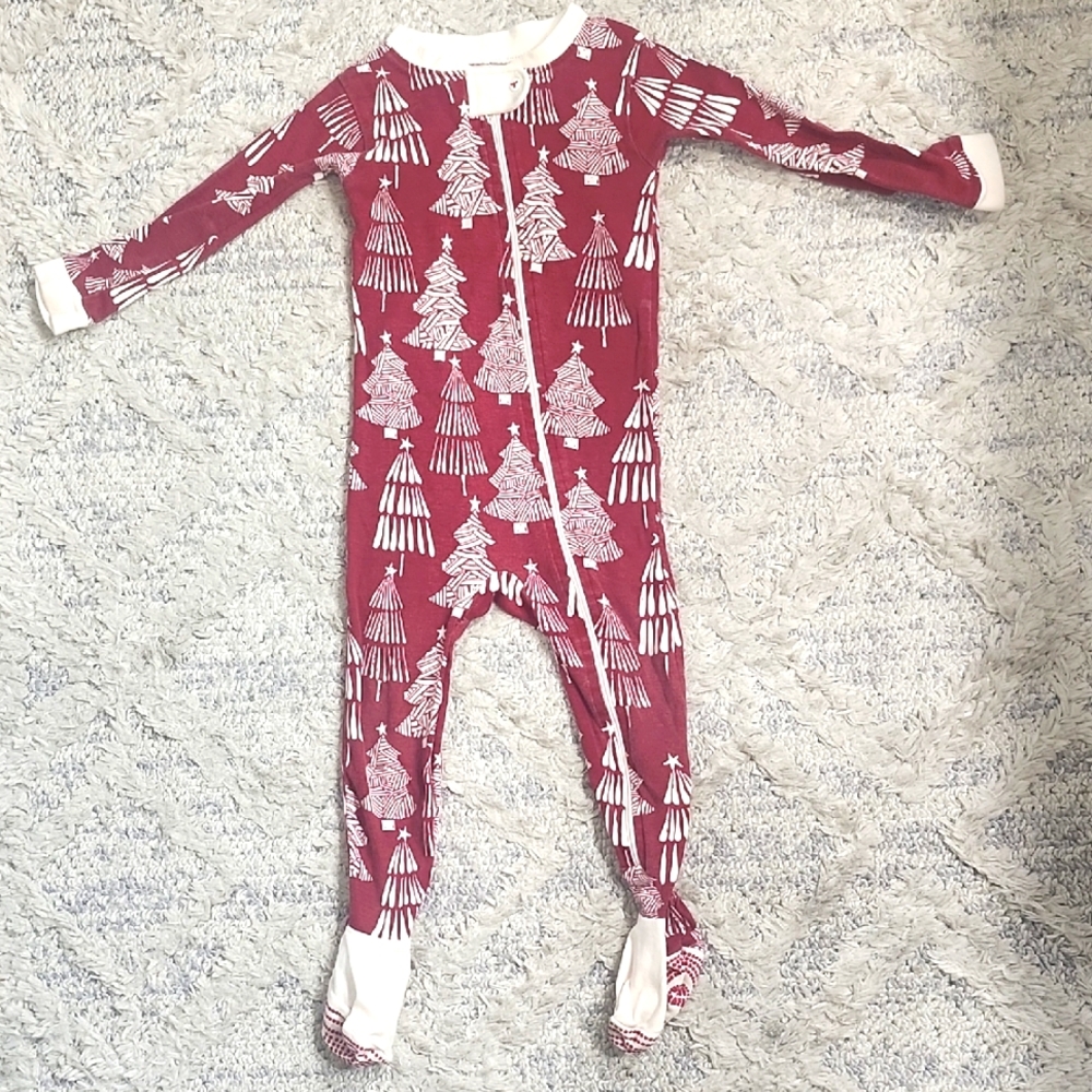 Burt's Bees Baby Red & White Holiday Christmas Trees Footed Sleeper 18 Months